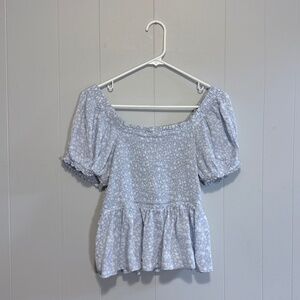 Hippie Rose Light Blue Floral Top Size Large